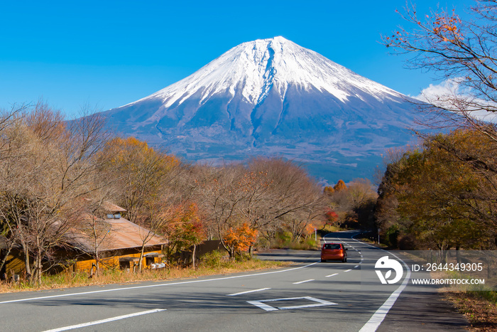 Road to Fuji Mountain, Lake Tanuki, Fujinomiya, Shizuoka, Japan in Autumn