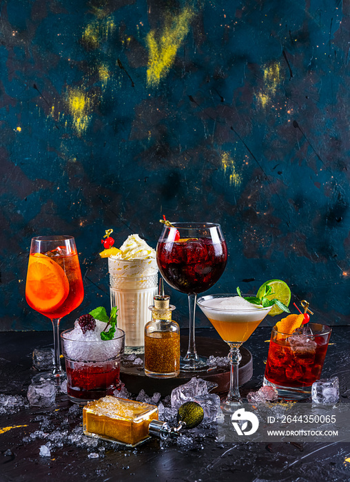 six different cocktails with decor