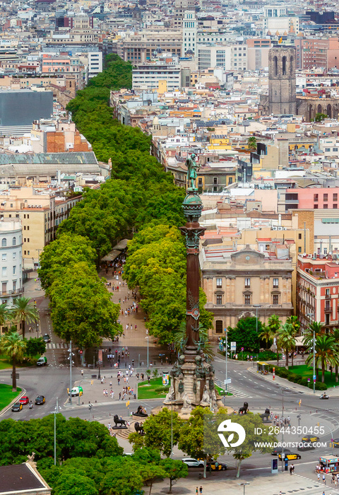 A city view of Las Ramblas, Barcelona