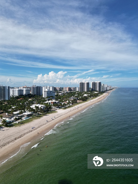 Fort Lauderdale aerial shot of buildings and beach