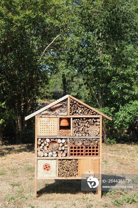 Insect hotel in a garden