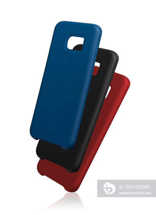 blue black red silicone case cover for phone  for smartphone on white background.