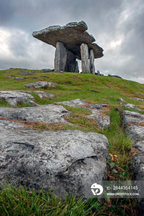 Poulnabrone dolmen. The Burren. Karst landscape Ireland. Rocks. County Clare in the southwest of Ireland