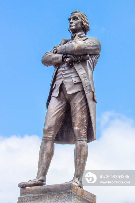 Statue of Samuel Adams in front of Faneuil Hall on the Freedom Trail Boston Massachusetts USA