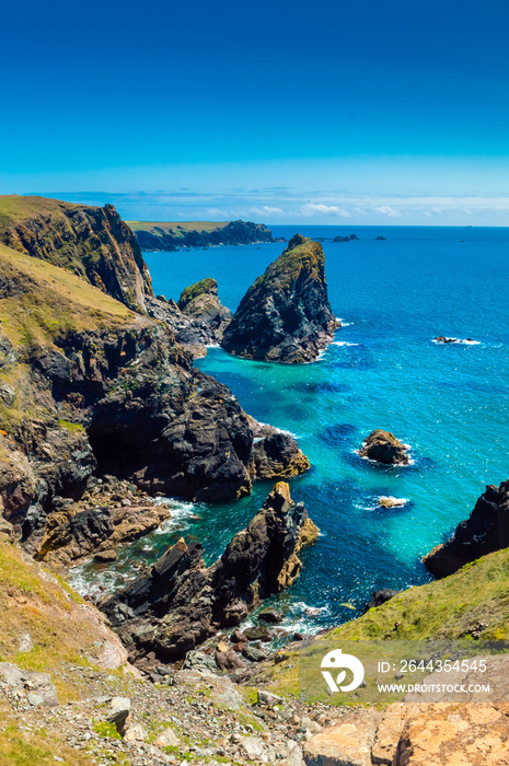 Amazing Kynance Cove beach with crystal clear water in Cornwall,  England