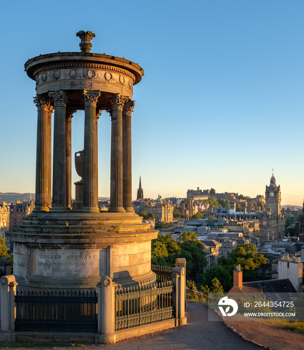 Calton hill of Edinburgh on a clear summer day