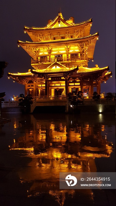 chinese temple at night