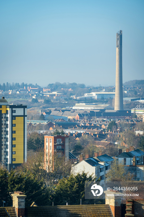 Northampton town cityscape over blue sky in england uk