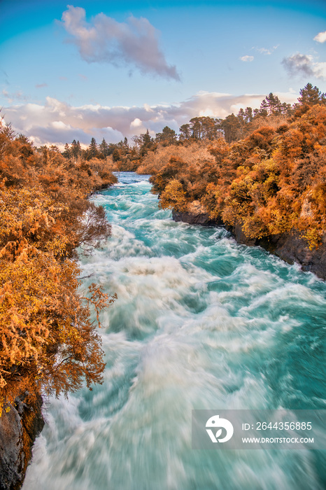 Powerful water currents in th Huka Falls, Taupo - New Zealand