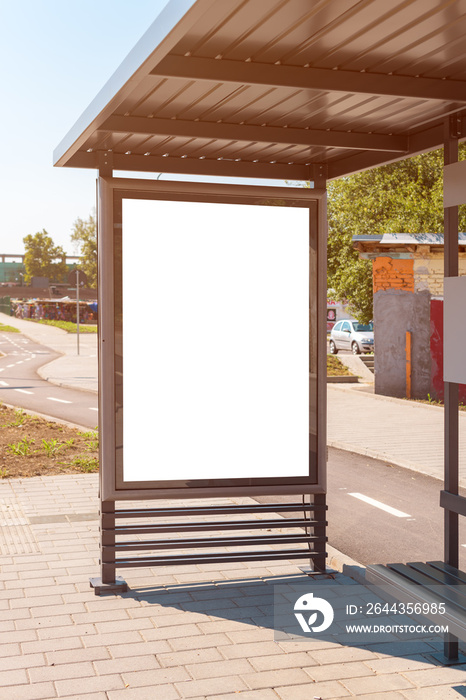 Outdoor advertising poster mock up on bus stop