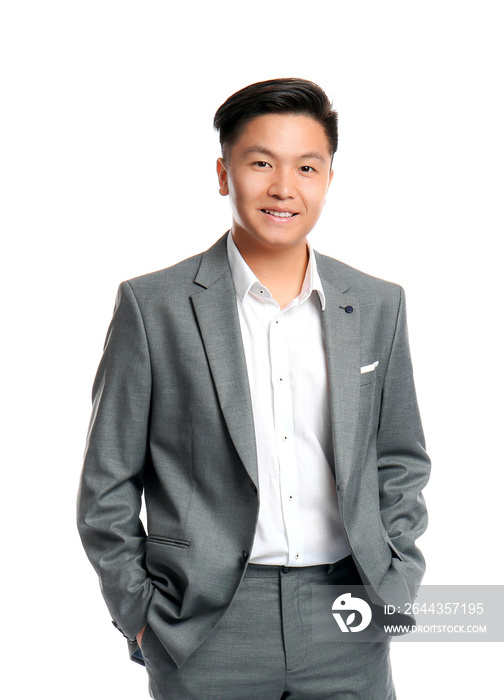 Portrait of Asian businessman on white background