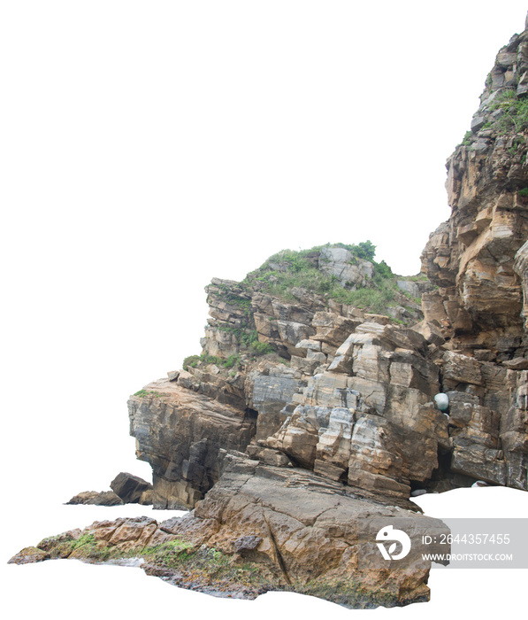 Isolated PNG cutout of a cliff on a transparent background, ideal for photobashing, matte-painting, concept art