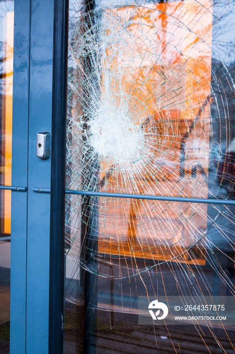 Broken glass front door