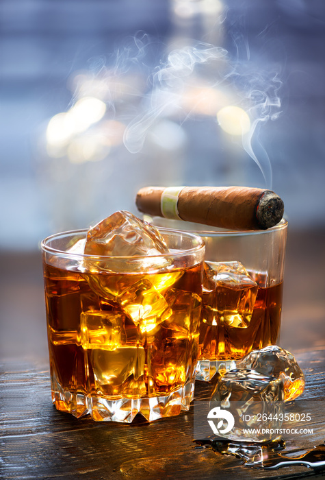 Whiskey and cigar