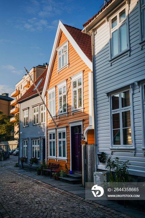 view of the streets in the old city of bergen in norway on a summer day