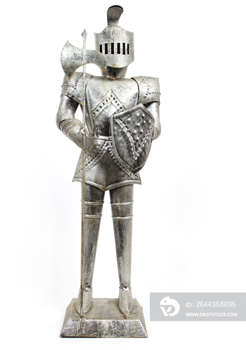 Antique Suit of Armor Isolated on White Background