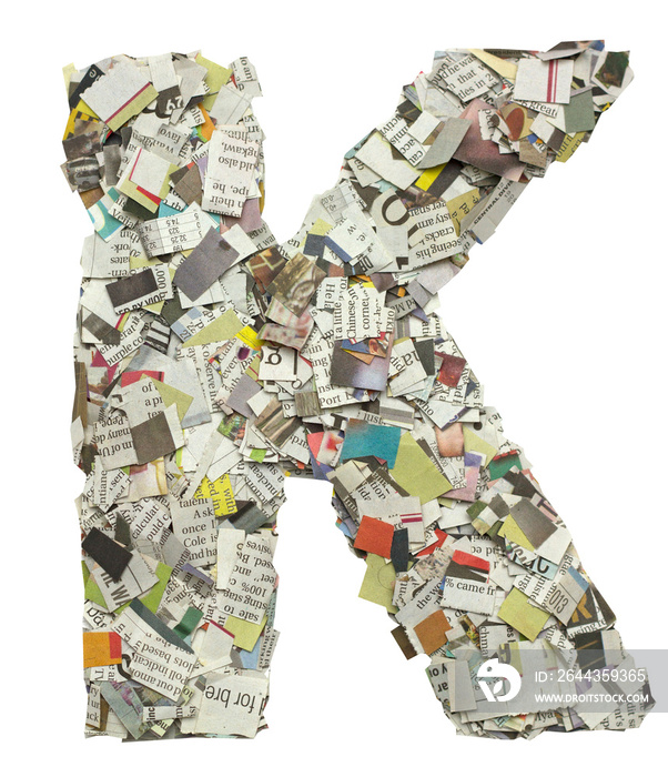 newspaper confetti Capital letter  K PNG