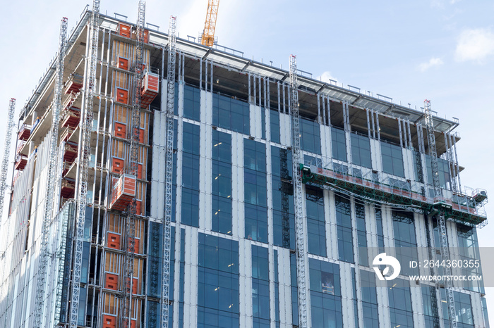 high rise building under construction in downtown Portland Oregon.