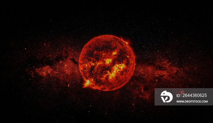 Sun on space background. Elements of this image furnished by NASA.