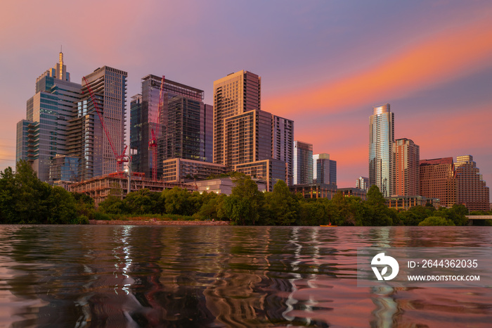 Beautiful Austin skyline. Austin, Texas on the Colorado River.