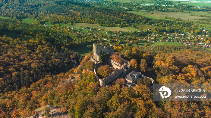 Chojnik castle Poland drone background