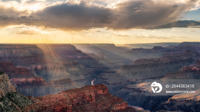 Grand Canyon Sunset from Hopi Point during summer monsoon