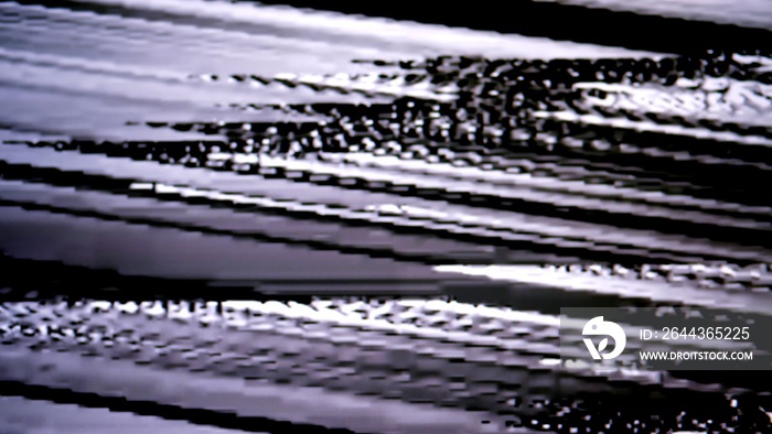 Lost signal VHS glitches and static noise color background with light TV and monitor static lines are random glitch effects.