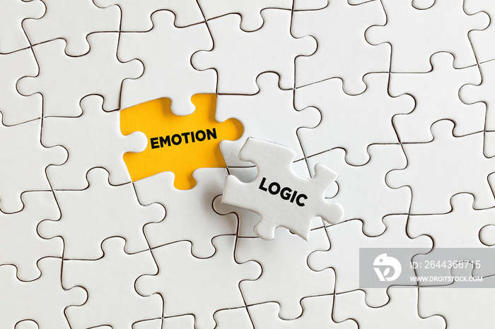 The words emotion and logic on the missing puzzle pieces. To discover the emotions underlying the logic