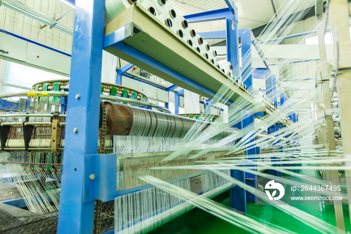 Packaging bag production workshop, A factory workshop where textile belts are produced