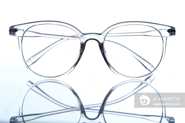 Transparent fashionable modern glasses for vision closeup