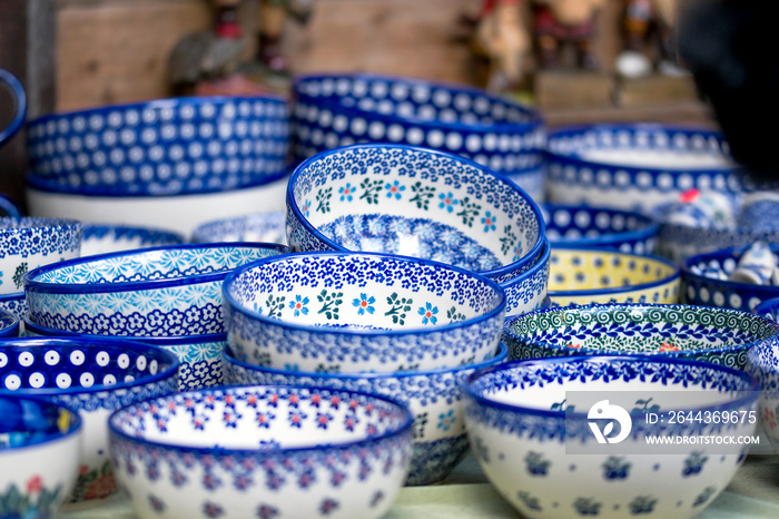 blue porcelain hand painted. traditional Polish dishes