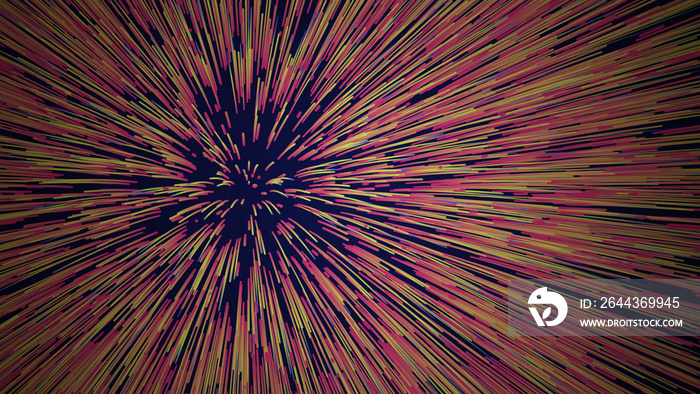 Abstract speed background. Centric motion of star trails. 3D rendering. Starburst dynamic lines or rays