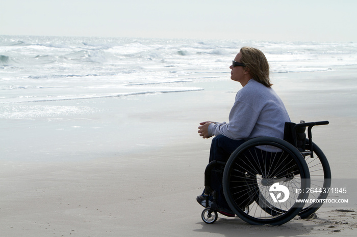 Woman in Wheelchair at Beach