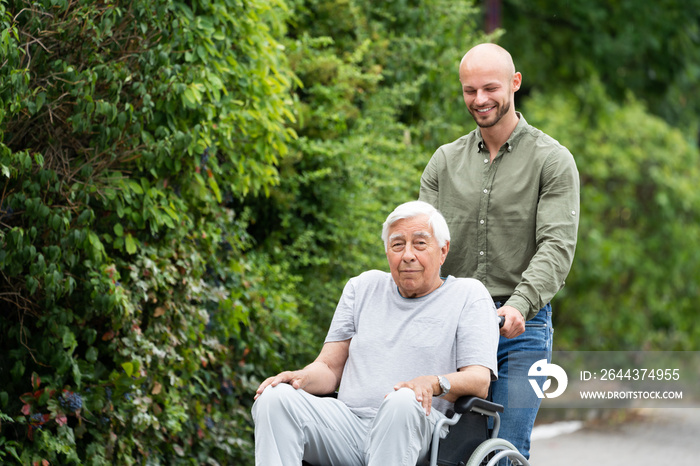 Old Smiling Senior Wheelchair Transport