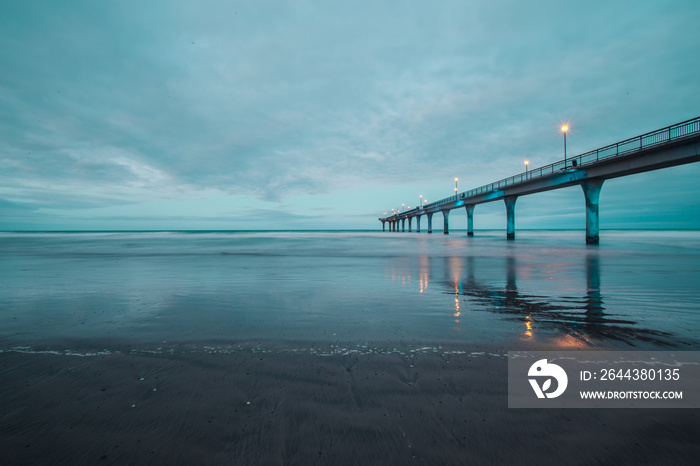 LWTWL0007478 Long exposure of an ocean and New Brighton Pier Christchurch