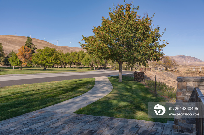 Maryhill museum parking lot and field Washington state.