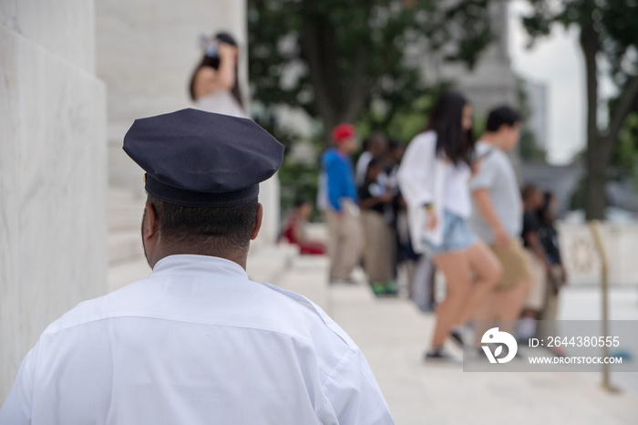Black man afro policeman in Washington DC
