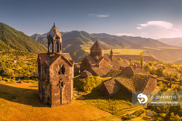 Aerial view of a picturesque Haghpat monastery complex in Lori region of Armenia. It is included in the UNESCO World Heritage List