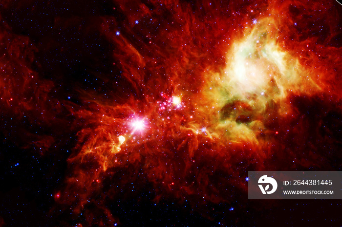 Bright red space nebula. Elements of this image furnished by NASA