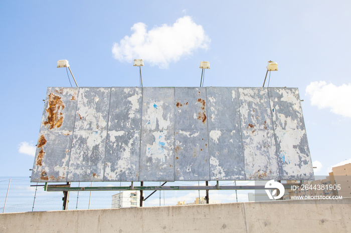 Empty advertising billboard, economic crisis symbol