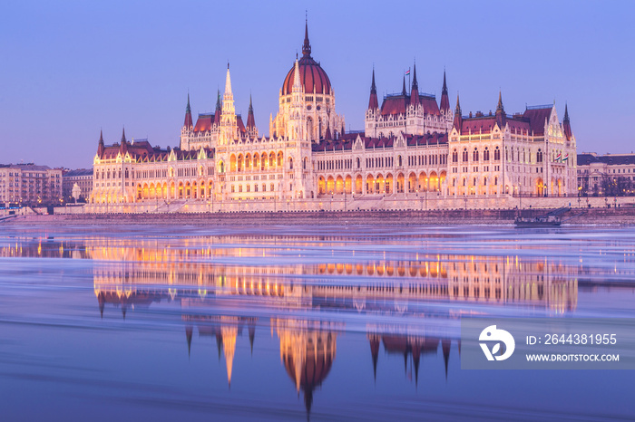 Hungarian parliament building at winter