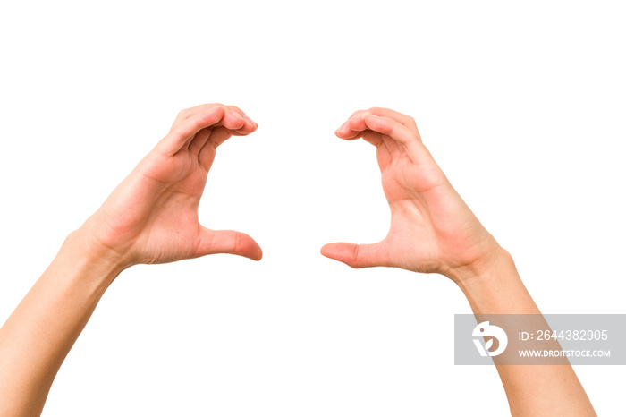 caucasian hands gesturing isolated on a white background