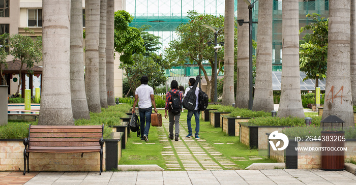 Students walking at university campus