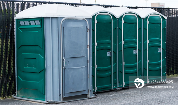 Porta potty in parking lot