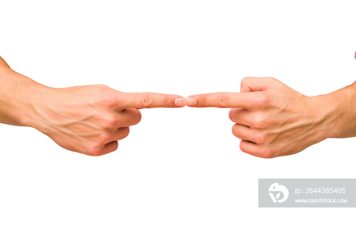 caucasian hands gesturing isolated on a white background