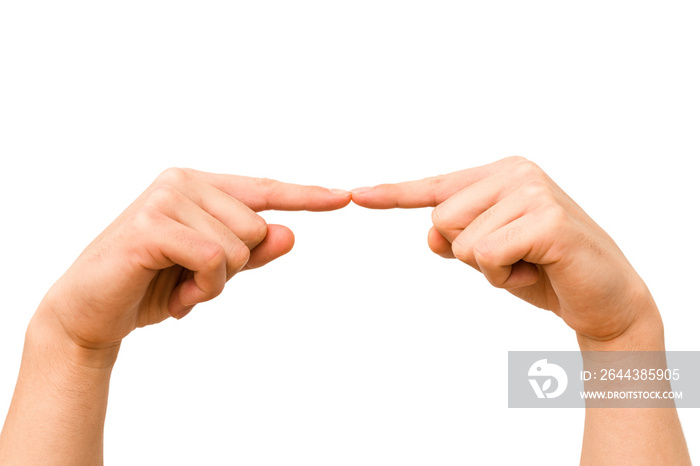 caucasian hands gesturing isolated on a white background