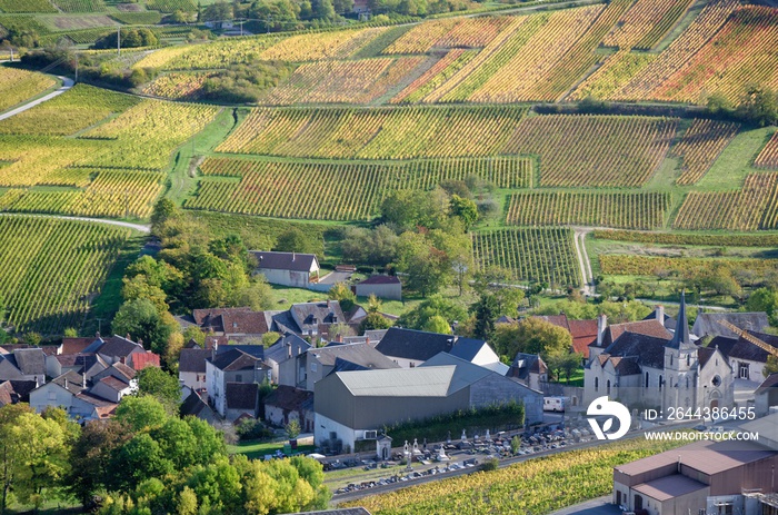 French village in the middle of vineyards