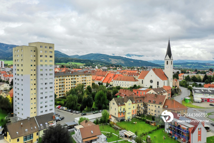 Drone view on the Austrian city Knittelfeld