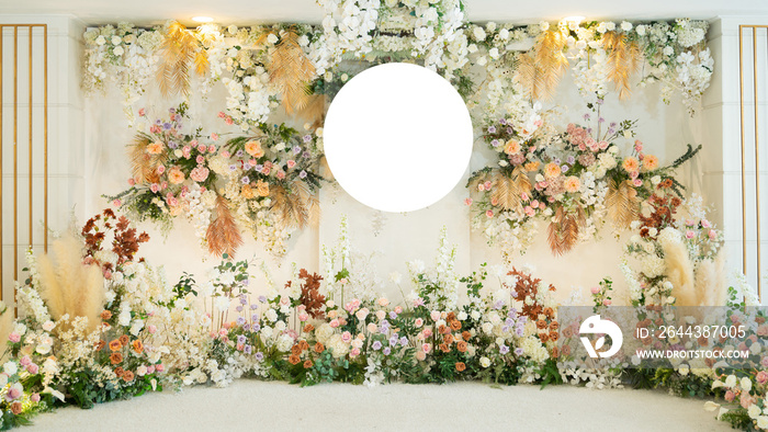 wedding backdrop, wedding flower decoration, rose wall, colorful background, fresh rose, bunch of flower