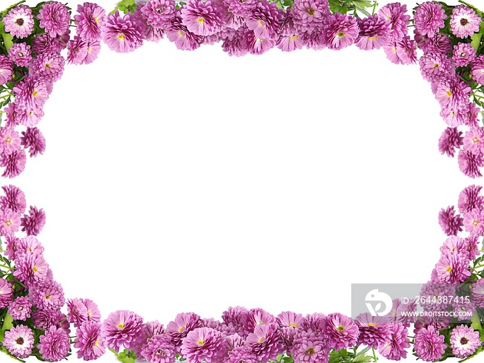 Frame of purple flowers